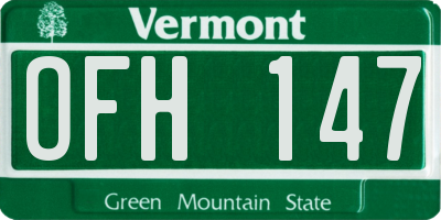 VT license plate OFH147