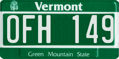 VT license plate OFH149