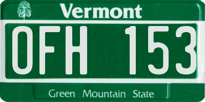 VT license plate OFH153