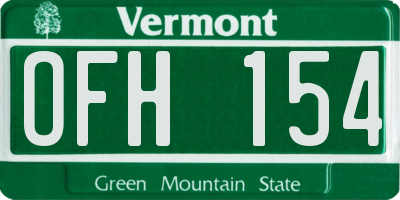 VT license plate OFH154