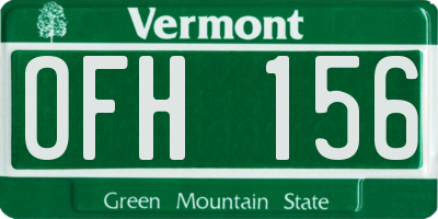 VT license plate OFH156