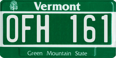 VT license plate OFH161
