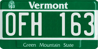 VT license plate OFH163