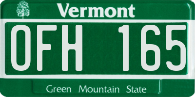 VT license plate OFH165