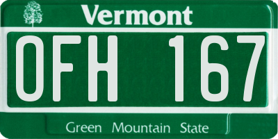 VT license plate OFH167