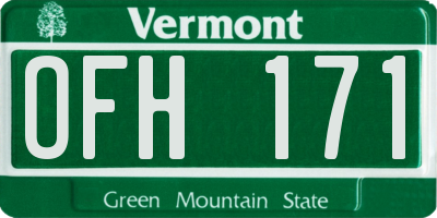 VT license plate OFH171