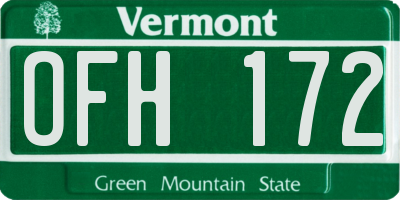 VT license plate OFH172