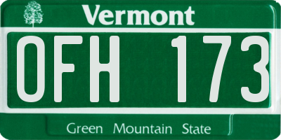 VT license plate OFH173