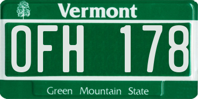 VT license plate OFH178