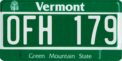 VT license plate OFH179