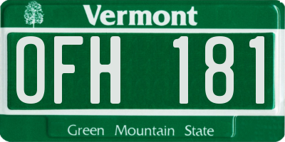 VT license plate OFH181