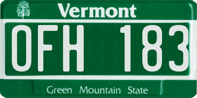 VT license plate OFH183