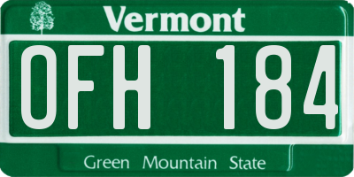 VT license plate OFH184