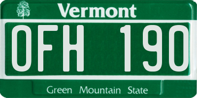 VT license plate OFH190