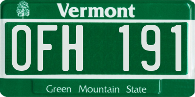 VT license plate OFH191
