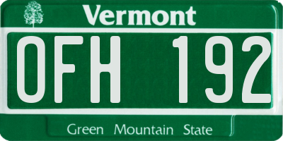 VT license plate OFH192