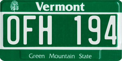 VT license plate OFH194