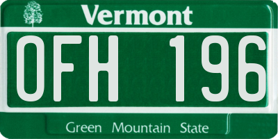 VT license plate OFH196