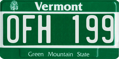 VT license plate OFH199