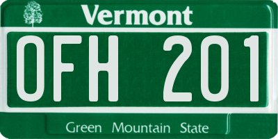 VT license plate OFH201