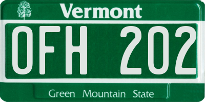 VT license plate OFH202