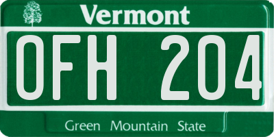 VT license plate OFH204