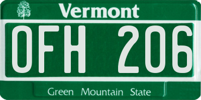 VT license plate OFH206