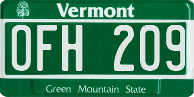 VT license plate OFH209