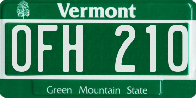 VT license plate OFH210