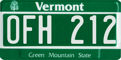 VT license plate OFH212