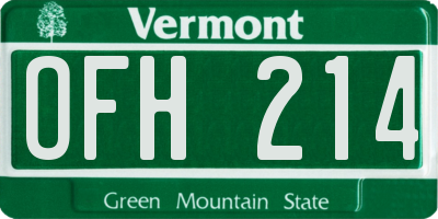 VT license plate OFH214