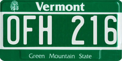 VT license plate OFH216