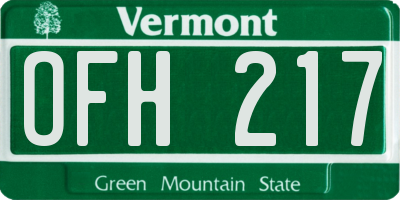 VT license plate OFH217
