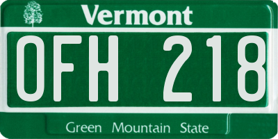 VT license plate OFH218