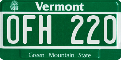 VT license plate OFH220