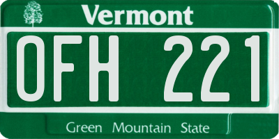 VT license plate OFH221