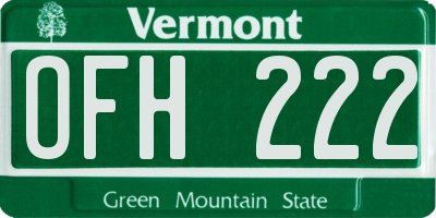 VT license plate OFH222