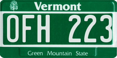 VT license plate OFH223