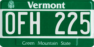 VT license plate OFH225