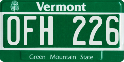 VT license plate OFH226