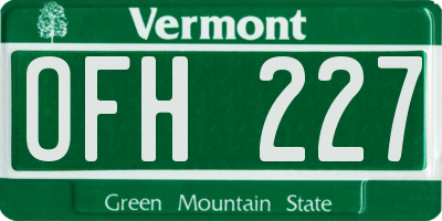 VT license plate OFH227