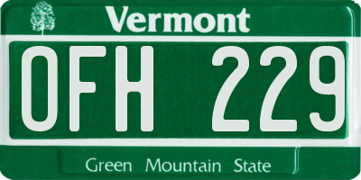 VT license plate OFH229