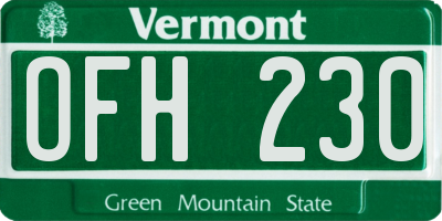 VT license plate OFH230