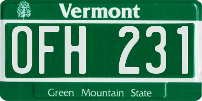 VT license plate OFH231