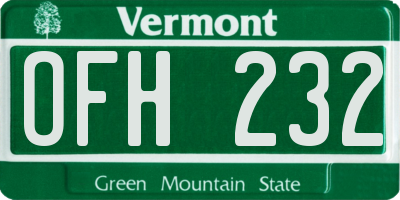 VT license plate OFH232