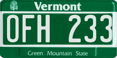 VT license plate OFH233