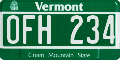 VT license plate OFH234