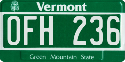 VT license plate OFH236