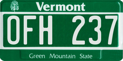 VT license plate OFH237