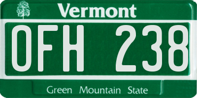 VT license plate OFH238